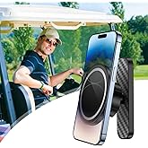Dorcy Magnetic Golf Cart Phone Holder,Compatible with MagSafe iPhone16 15 14 13 12 Series,Strong N52 Magnet,Golf Cart Accessories,Fits EZGO Club Car Yamaha Icon,360° Rotating Shock-Proof (Iron Gray)
