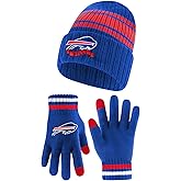 Ultra Game Youth NFL Official Super Soft Team Stripe Winter Beanie Knit Hat with Warm Touch Screen Gloves