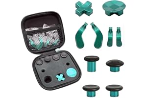 EASEGMER Replacement Thumbsticks for Xbox Elite Controller Series 2, 10 in 1 Plating Accessories Kits Parts Including 4 Swap Joysticks,4 Paddles,1 Standard D-Pads (Green)