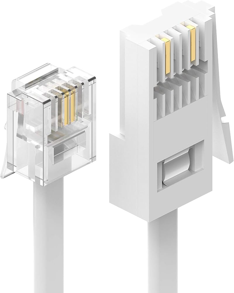 Ancable BT Plug to RJ11 Telephone Cable 3M Flat 6P2C Landline Modem Cable