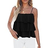 KIRUNDO Spaghetti Strap Ruffle Babydoll Peplum Tank Tops for Women 2026 Summer Cute Flowy Beach Vacation Cruise Outfits