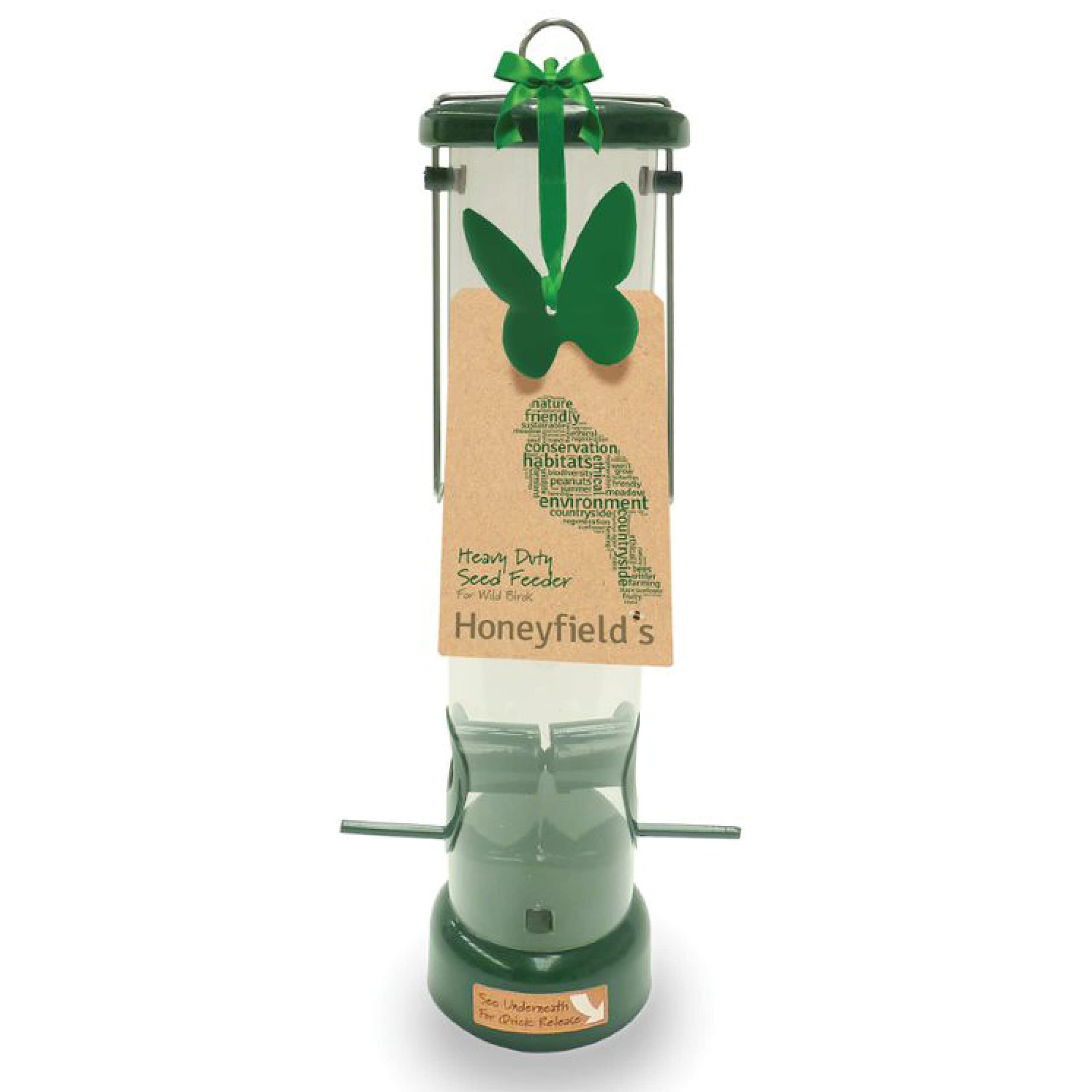 Heavy Duty Hanging Bird Seed Feeder, Great for Small and Large Birds, Garden and Outdoor Use, Weather Resistant (Green) (36.5x15x15cm) - Honeyfield’s