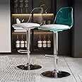 Cxlly Acrylic Swivel Barstools Set of 2, PU Leather Seat with Clear Back, Armless Hydraulic Kitchen Counter Height Bar Stools,for Kitchen,Restaurant,Bar (Color : Clear+Blue)