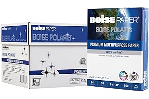BOISE POLARIS Boise Paper Premium Multipurpose Copy Paper | 8.5" x 11" Letter | 97 Bright White, 24 lb. | 10 Ream Carton (5,000 Sheets)