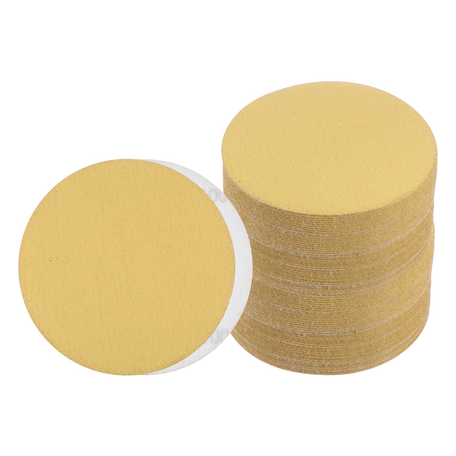 Kozelo 100pcs No Hole Sanding Discs- [ 6 Inch 100 Grit ] Round Hook and Loop Grip Sanding Pads Sheet Sandpaper for Automotive Woodworking Metal Polishing Use| Gold, Aluminum Oxide
