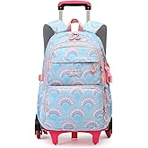 Mfikaryi Girls Rolling Backpack Elementary Student Outdoor Travel Trolley Bag Bookbag with Wheels