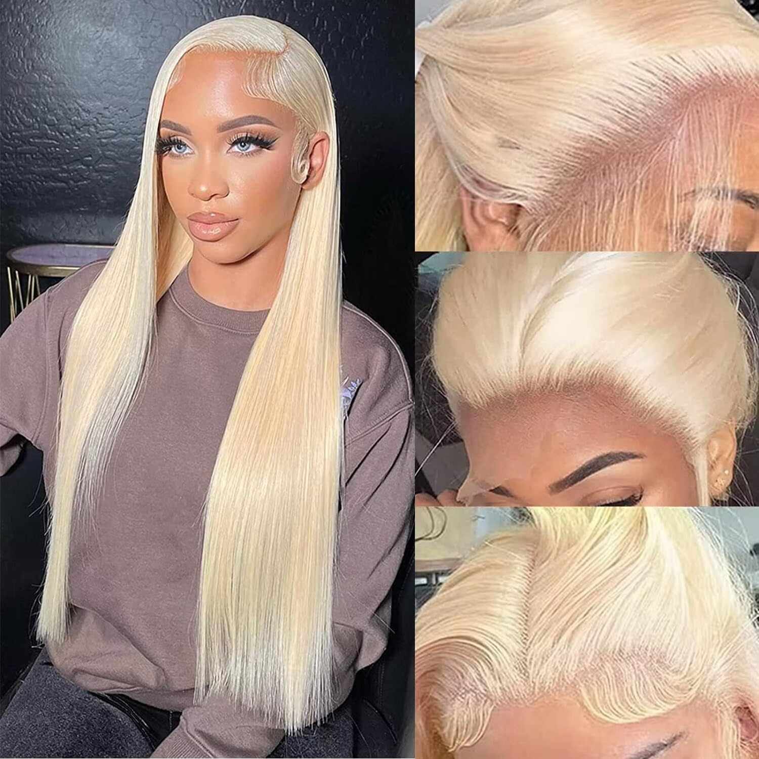 Blonde 613 13x4 Transparent Lace Front Wigs Human Hair Straight Human Hair Wigs for Black Women 150% Density 613 Brazilian Human Hair Wig Can Be Dye Any Color Pre Plucked with Natural Hairline 22 inch