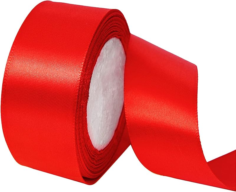 POPOYU 22m Wide Red Satin Ribbon 40mm Gift Wrap Wedding Car Craft DIY