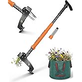 Stand Up Weed Puller Tool with Adjustable Long Handle and 50L Garden Bag | 36&Prime;-46&Prime; Adjustable Handle | Heavy Duty 4-Claw Stainless Steel | Automatic Rebound Design | Weed Remover Tool for Deep Roots