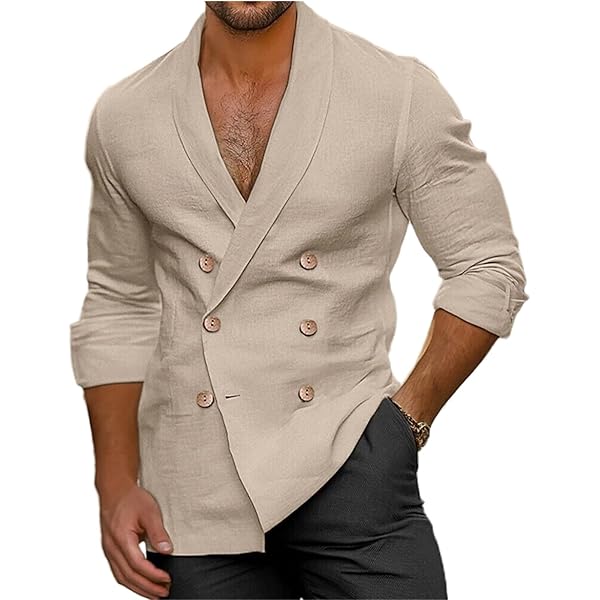 Amazon.com: Shirts for Men Cotton Linen Double-Breasted Tops Long