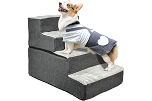 YAOFAFA 4 Step Dog Stairs for Small Dogs to Get on Bed, 18" High Foldable Cat Puppy Doggie Pet Stairs Non Slip Dog Stairs for High Bed/Couch/Sofa/Windowsill