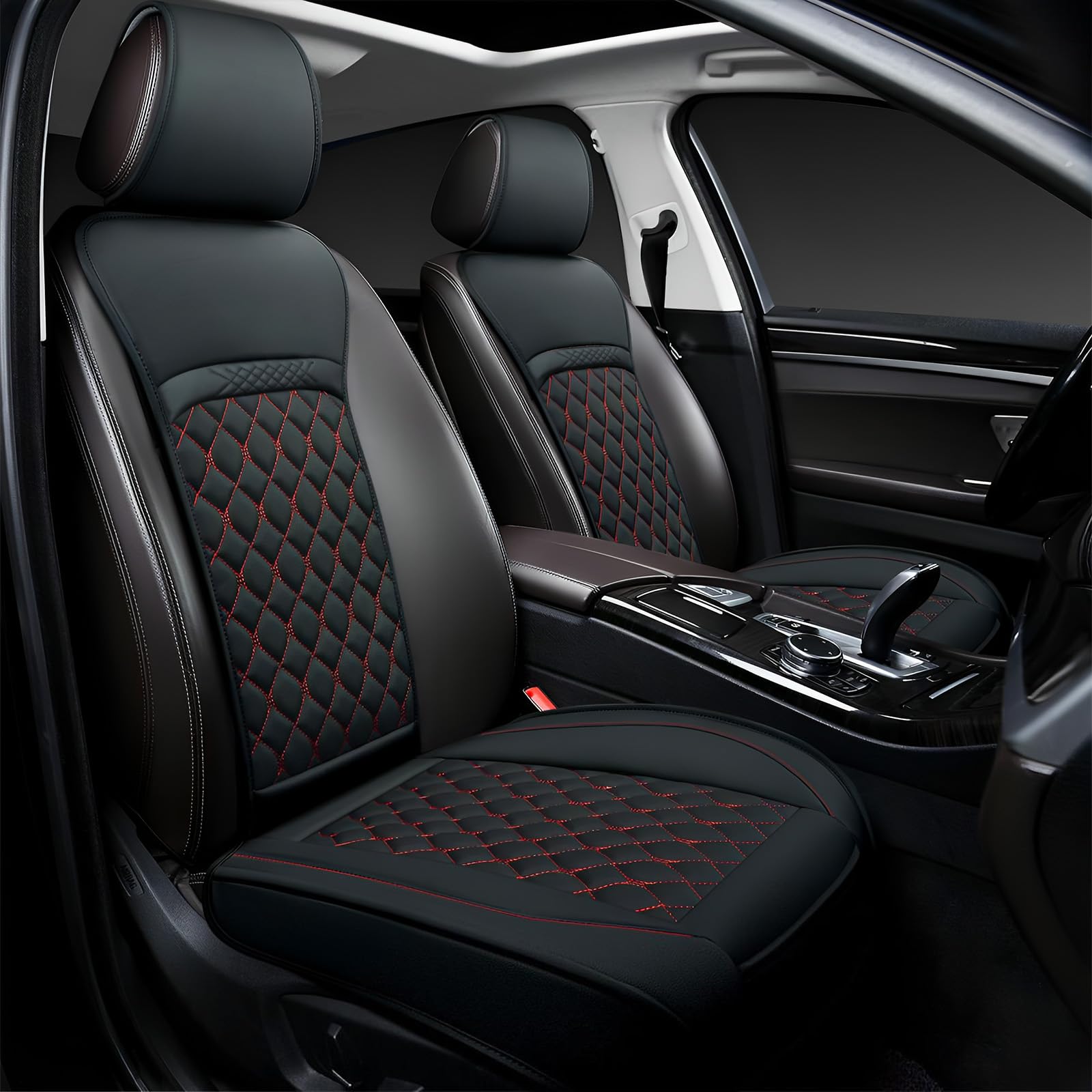Photo 1 of Joy Forserve Front Car Seat Covers for Subaru,Leather Waterproof Seat Protector Custom Fit Subaru Outback Forester Crosstrek Impreza Legacy Ascent WRX,2 Pack,Black + Red