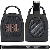 MGZNMTY Portable Silicone Case for JBL Clip 5 Ultra Bluetooth Speaker with Removable Strap for Boat Bike Golf Cart (Black)
