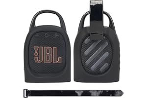 MGZNMTY Portable Silicone Case for JBL Clip 5 Ultra Bluetooth Speaker with Removable Strap for Boat Bike Golf Cart (Black)