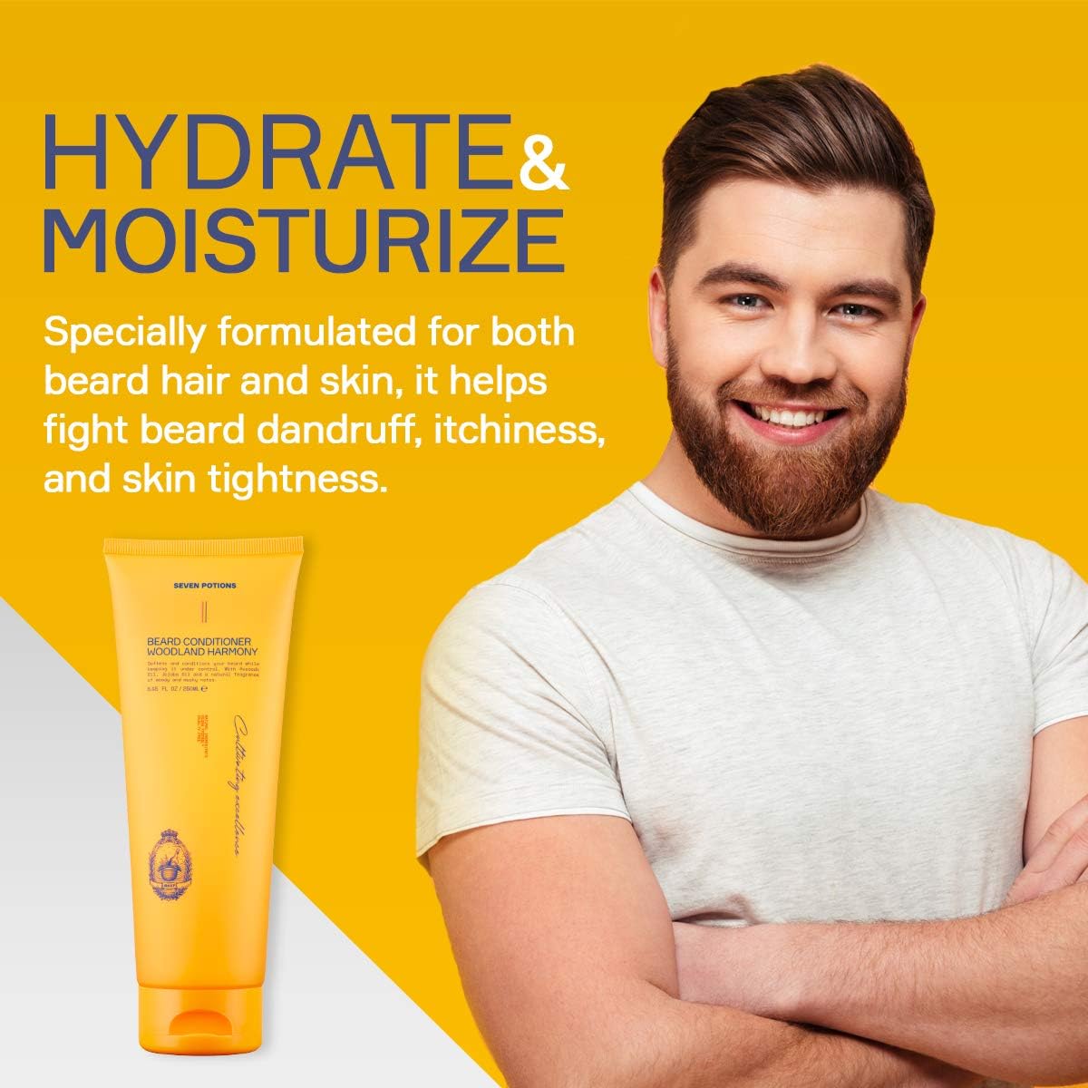 Seven Potions Beard Conditioner for Men - Prevents Beard Itch and Dandruff - Natural, Vegan, Cruelty Free - (Woodland Harmony, 250ml) - Image 5