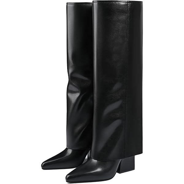 Amazon.com | DEMOSHINE Black Matte Fold Over Wedge Boots for