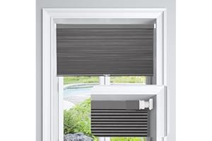 LazBlinds Cordless Cellular Shades No Tools No Drill Blackout Cellular Blinds for Window Size 34" W x 64" H, Midnight Black