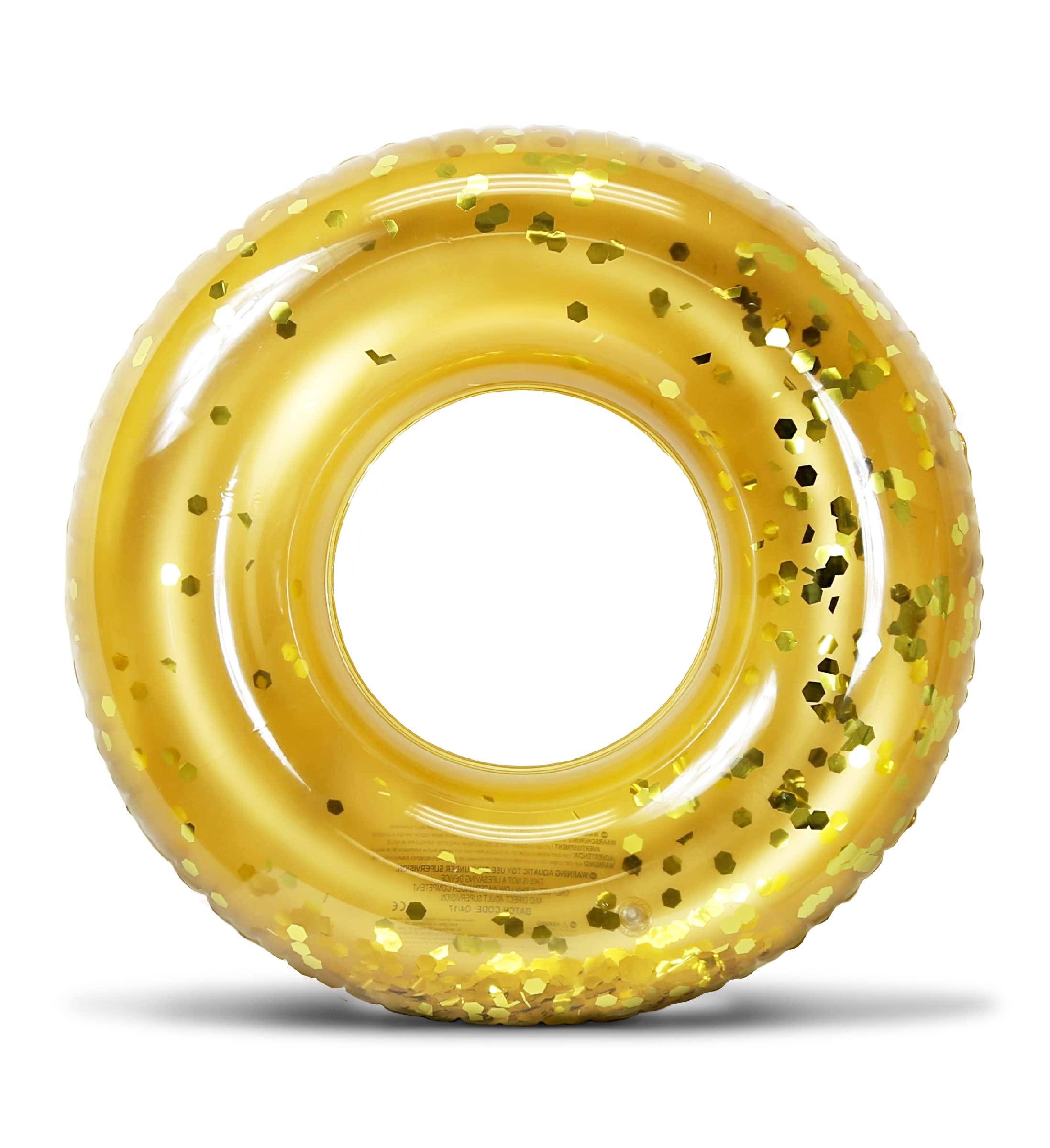 Photo 1 of POZA Inflatable Pool Float Tube- Confetti Premium UV Resistant Swim Ring Pool Float, Kids and Adult Pool Toys, Heavy Duty Inflatable Pool Floats for Swimming Pool Party, Beach, River - 36 Inch Gold
