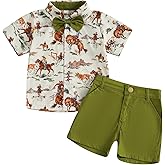 Karuedoo Western Toddler Baby Boy Clothes Riding Horse Button Down Short Sleeve Shirt Tops Shorts Set Summer Country Outfit