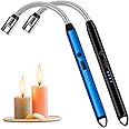 2 Pack Electric Candle Lighter, Cool Rechargeable, Plasma,Arc, Grill,USB,Windproof, Flameless, with Flexible Neck Lighters. Ideal for Candles,BBQs,Camping,Kitchen,Fireplace,Fireworks, etc.
