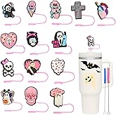 14Pcs Halloween Straw Covers Cap for Stanley Cup 30 & 40oz, 0.4in/10mm Silicone Tip Covers, Toppers for Tumblers, Reusable Drinking Dust-Proof Tips Lids, Stanley Cup Accessories