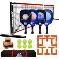 Portable Pickleball Net With Stand - Official 22ft X 3ft Size, Complete Set With Paddles & Balls
