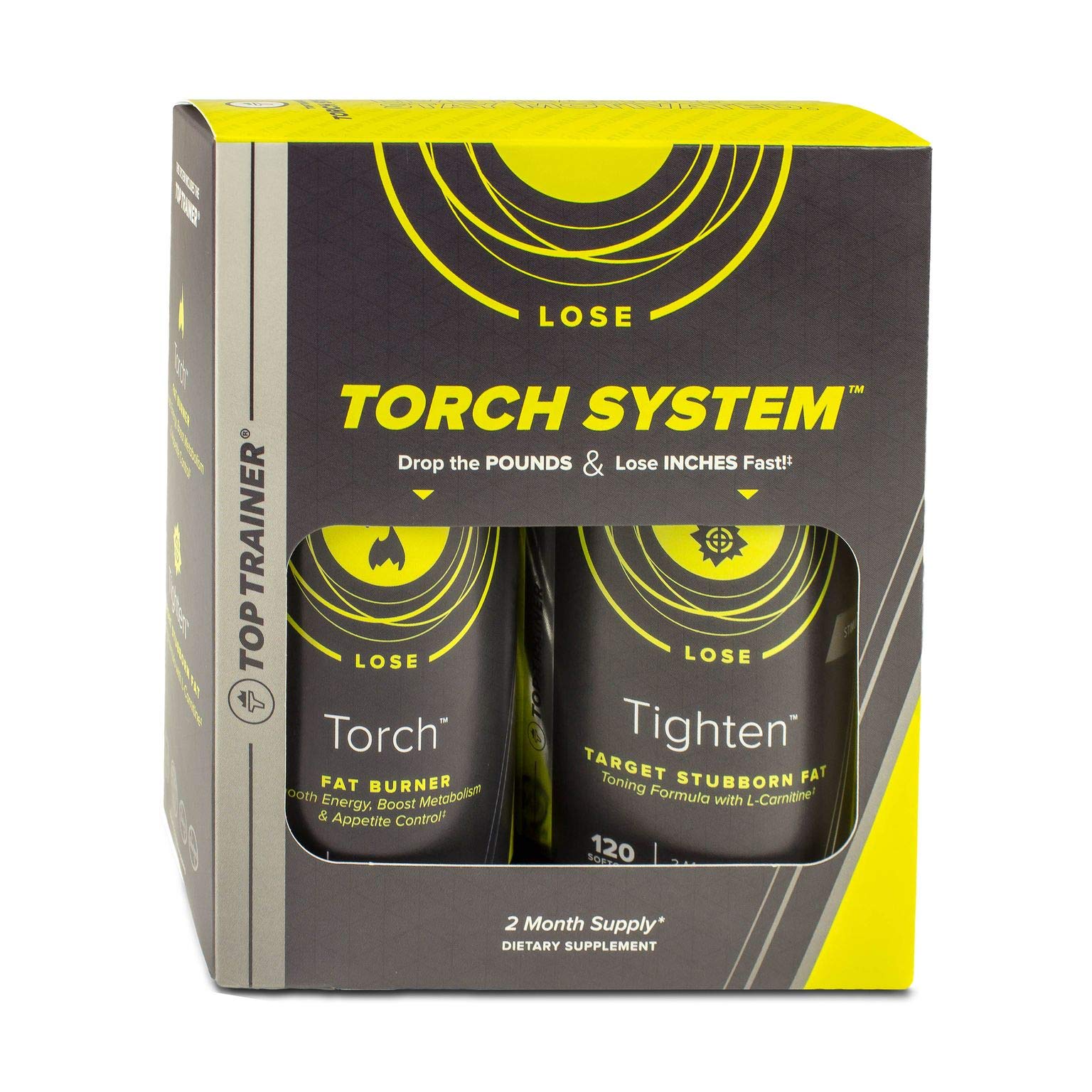 Torch System by Top Trainer | Ultimate Fat Burner Weight Loss System | Appetite Suppressant, Metabolism & Energy Boosting Supplement System | Unique Formulation – Dairy Free & Gluten Free| Made in USA