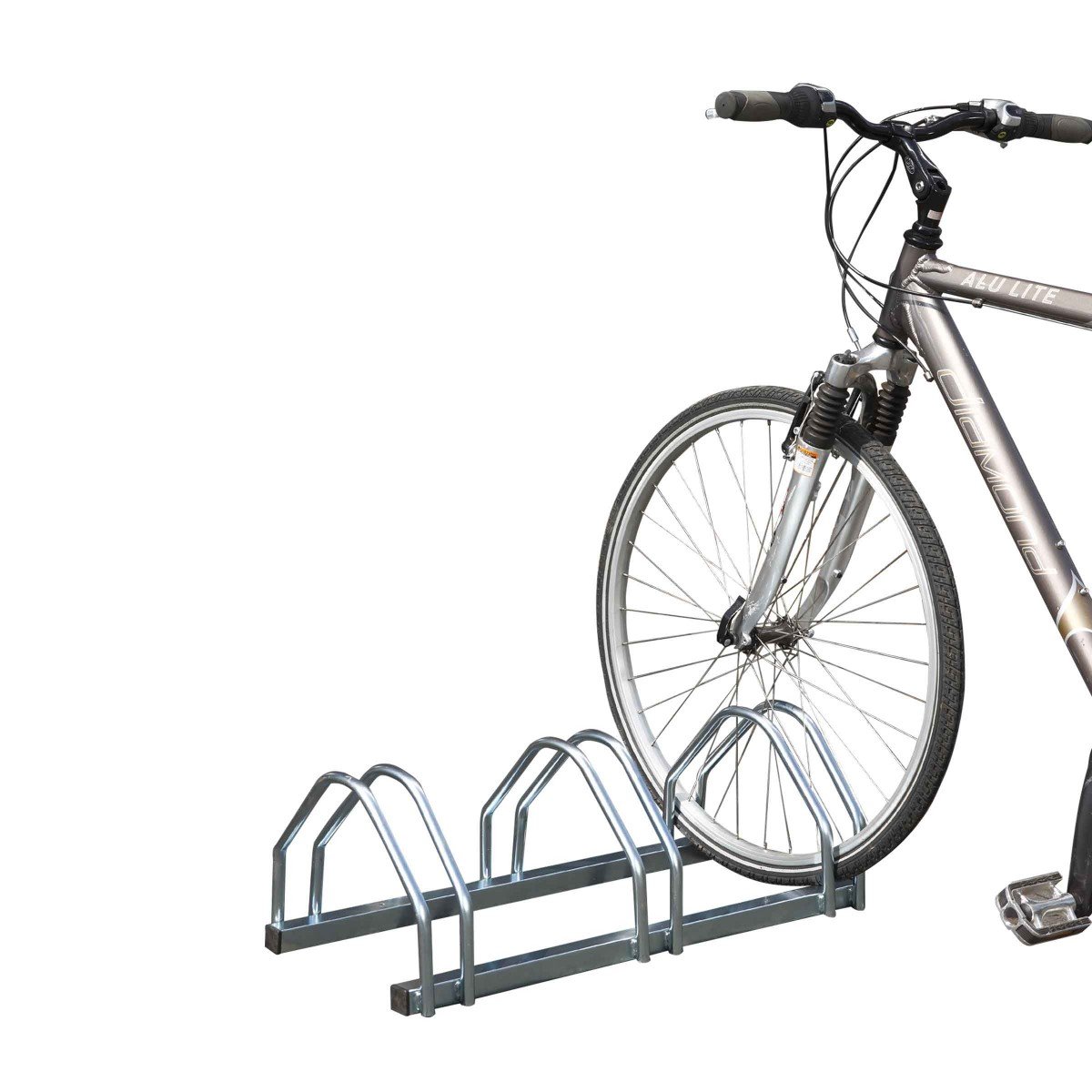 Mottez B135 3-Bikes Floor Wall Mounted Cycle Rack Stand, Silver