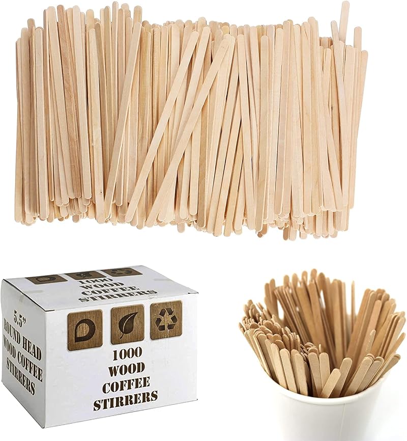 Edenpack 2000 Disposable Wooden Coffee Stirrers 5.5 Inch Eco Friendly
