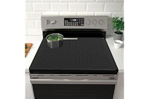 LOGIFTVE Stove Top Cover for Electric Stove, 28"x20" Silicone Mat for Glass Cooktops, Heat Resistant Stove Protector Mat, Non-Slip Dish Drying Mat, Easy to Clean, Black