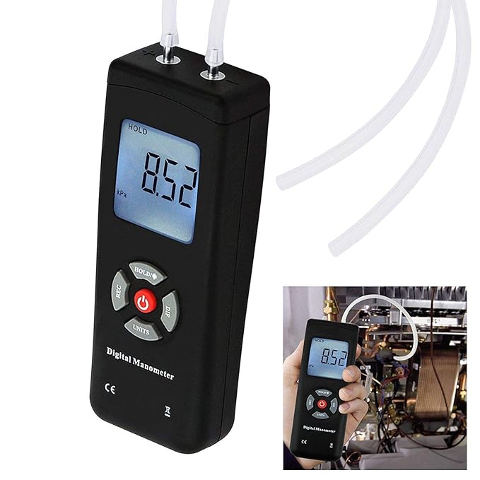 Portable Handheld Digital Manometer HVAC Air Vacuum/Gas Differential