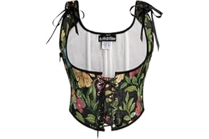 Scarlet Darkness Women Renaissance Underbust Corset Top Floral Fairycore Lace-up Boned Bodice