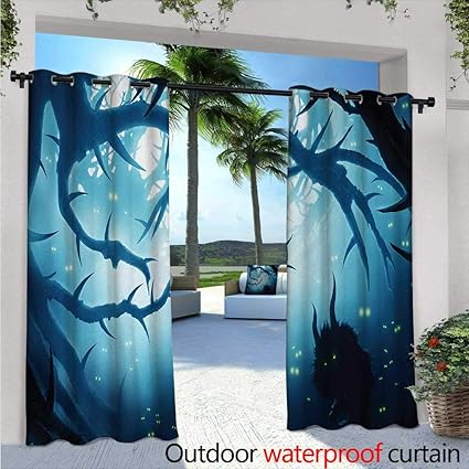Amazon Com Mystic Patio Curtains Animal With Burning Eyes In The
