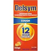 Delsym 12 Hour Cough Medicine for Adults, Powerful Relief for 12 Hours, Cough Suppressant Liquid with Extended-Release Dextromethorphan, Orange Flavor Liquid Cough Syrup, 5 Fl Oz (Pack of 1)