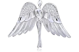 OKA JEWELRY Guardian Angel Rhinestone Silver Tone Brooch Pin