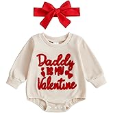 YINGISFITM Baby Girl Valentines Outfit Newborn Valentines Sweasthirt Shirt Bubble Romper Waffle Knit Onesie Spring Clothes