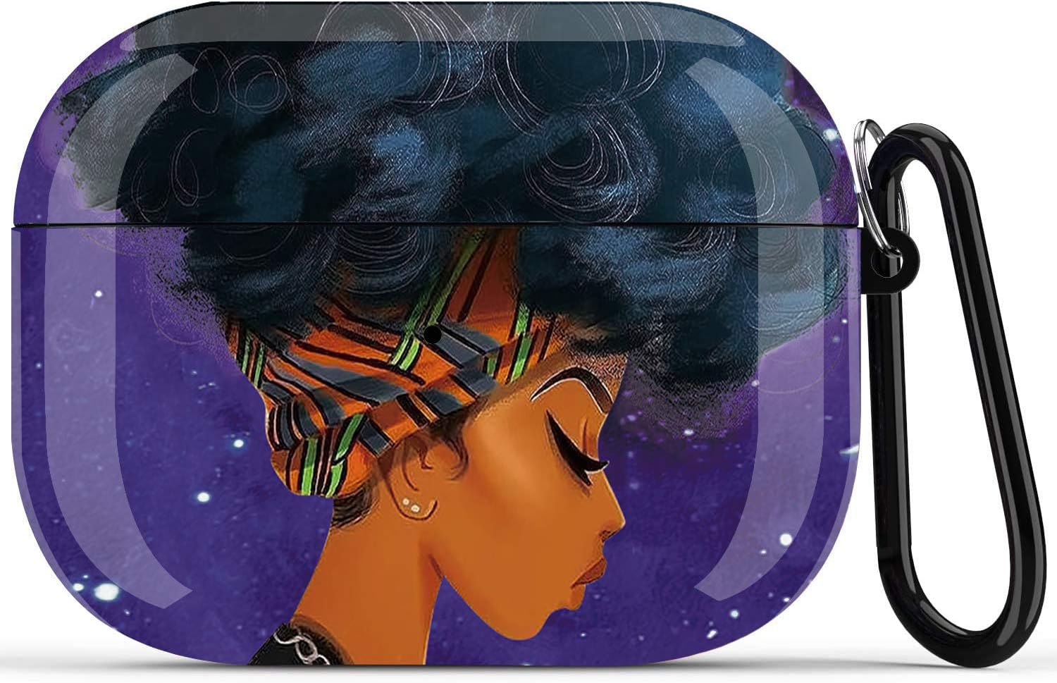 African American Girl Airpods Pro Case Cover, Black Girl Airpods Accessories Compatible with Apple Airpods Pro,Shockproof Protective Case Cover for Girls Women with Keychain - Blue Wrap Girl