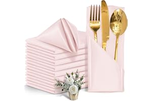 Eychei 50 Pieces Light Pink Satin Napkins, 17" x 17" Square Table Napkins, Silky Soft Smooth Washable Napkins for Restaurant, Weddings, Dinner, Party Decoration