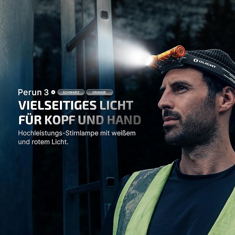 Perun 3 Stirnlampe aufladbar, 3000 Lumen, bis zu 20 Tage Laufzeit