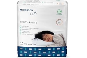 McKesson Youth Training Pants, [17 Count], Overnight Disposable Pull Up Diapers, Small/Medium, 38-65 lbs, Absorbent 12 Hour Leak Protection with Leg Gathers and Tear-Away Sides, for Boys or Girls