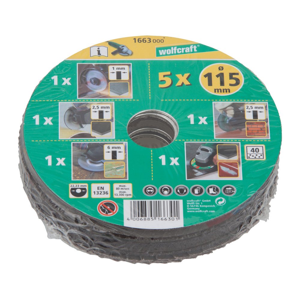 wolfcraft Starter Set for Angle Grinder 5 Pcs. I 1663000