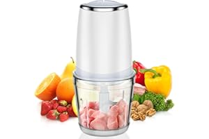 ACONEE Electric Food Chopper with 2.5 Cup Glass Bowl, Mini Food Processor for Vegetables Meat Fruits Nuts Puree - 2 Speed Kitchen Food Processor With Sharp Blades, 300W