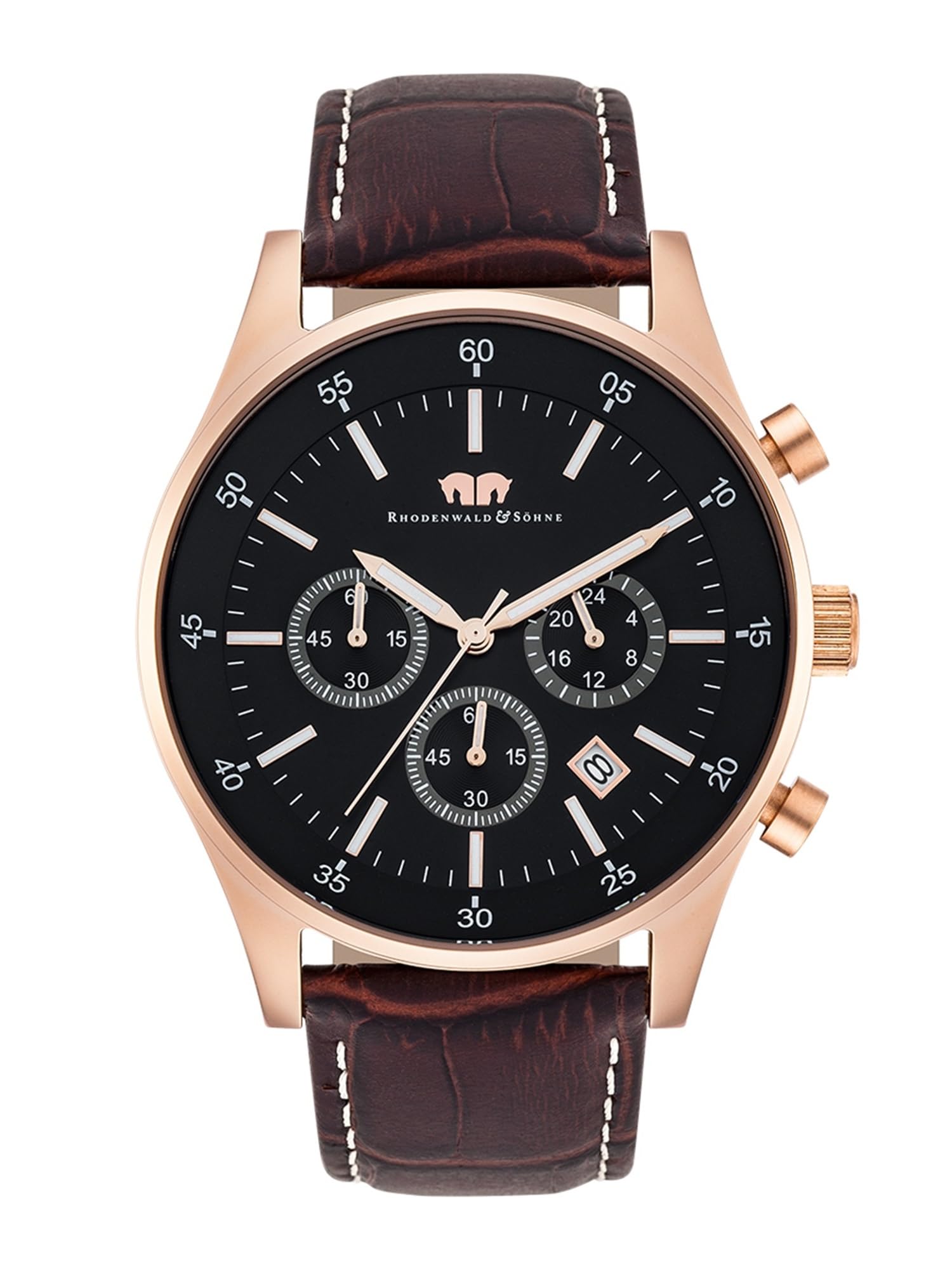 Rhodenwald & Söhne Men's Analog Japan Quartz Watch with Genuine Leather Band 10010073