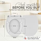 SA Products Oval Quick Release Toilet Seat Soft Close Hinges 44.1x36.5x5cm White view 3