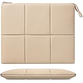 MoKo 9-11 Inch Puffy Tablet Sleeve Bag Fit with New 11-inch iPad Pro M4/iPad Air M2, iPad 10th Gen 10.9, iPad Pro 11, iPad Air 4/5th Gen 10.9, Built-in Elastic Band, PU Leather Carrying Case, Sand