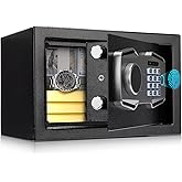 MUNBYN Biometric Fingerprint Safe with Alarm System, 3-Way Access Lock Box with Electronic Keypad, Display Screen & USB-C Port for Home & Office, Document, Jewelry and Cash Protection