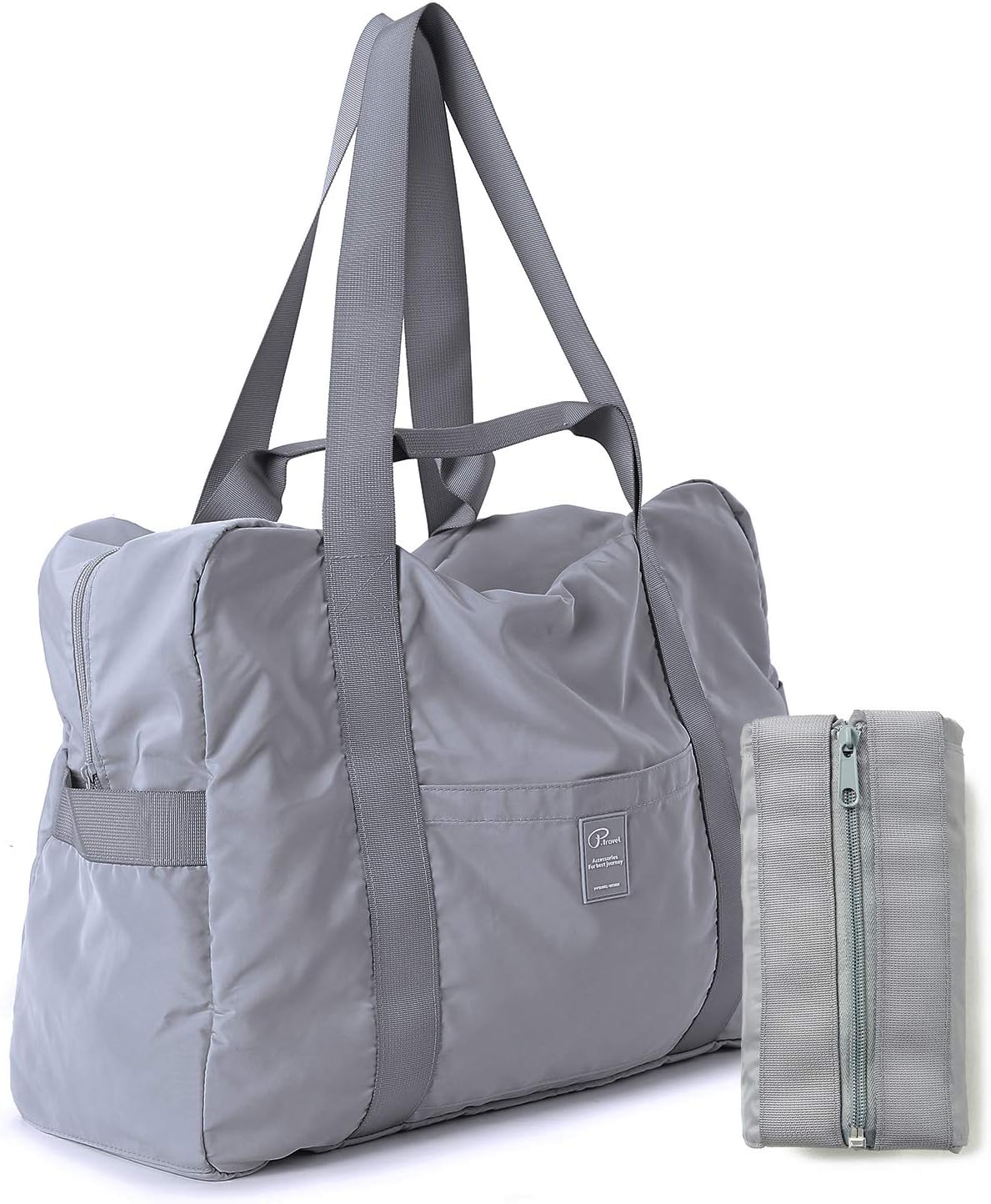 Foldable Duffles Bag for Women & Men, Waterproof Lightweight Travel Bag for Sport, Gym, Vacation (Upgrade Cube 23L-Grey)