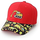 Toddler Boys Fire Truck Excavator Hat Cute Embroidered Baseball Cap Washed Cotton Vintage Hats for Kids Age 3-8