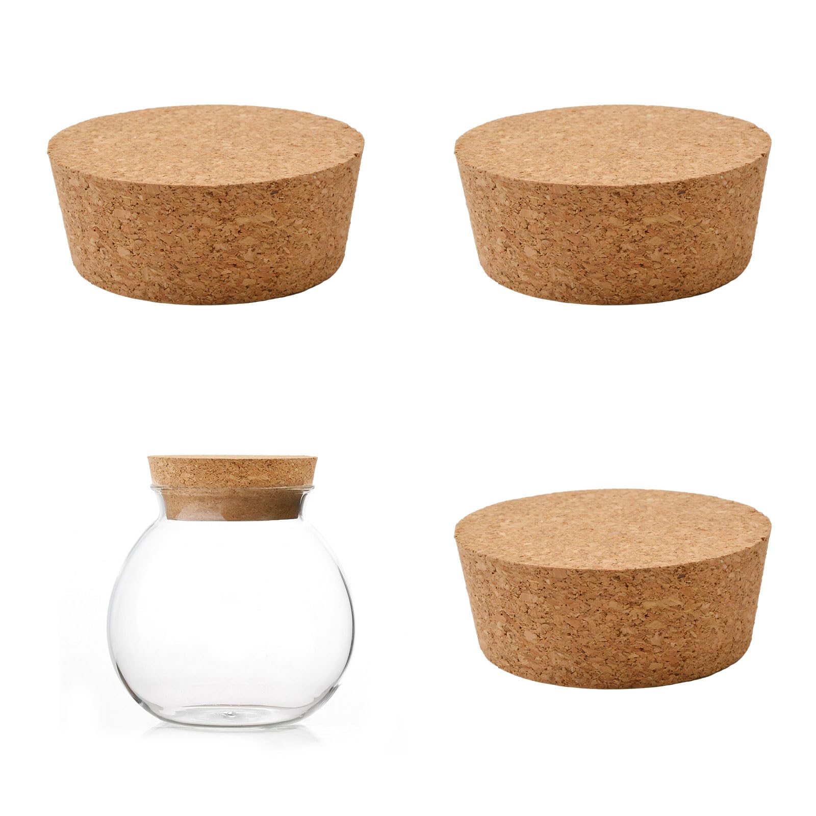 INCREWAY Tapered Cork Stoppers, 3PCS Conical Wooden Wine Bottle Stopper Cork Plugs Replacement Corks for Wine Bottle Glass Bottle Jars, 88 * 77 * 35mm