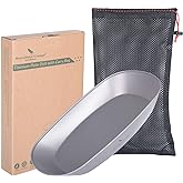 Boundless Voyage Reusable Titanium Pan Dinner Plate Ultralight Dish with Carry Bag Outdoor Camping Portable Tableware Pasta Salad Plate Dishwasher Safe (1 Pack) Ti1114T